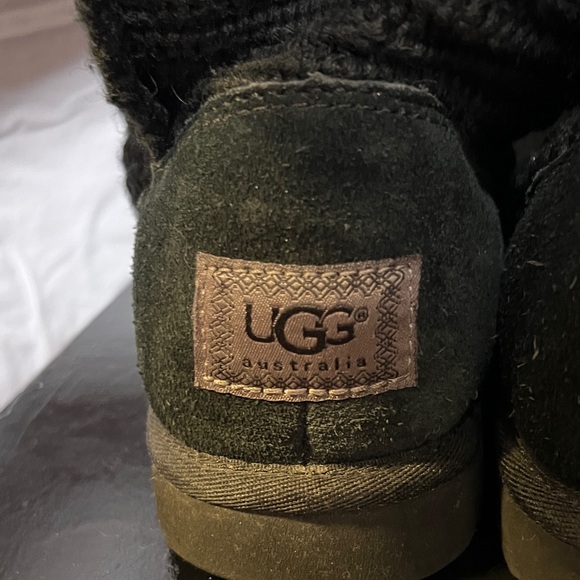 UGG Classic Cardy II Flat Boots Black Knit UGG-pure Sock-liner - Picture 4 of 8